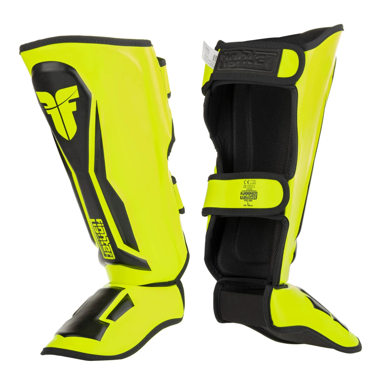 Fighter Shinguards Thai Ergo - Neon Yellow/black, FSG-004BNY 3 Fighter Shinguards Thai Ergo - Neon Yellow/black, FSG-004BNY