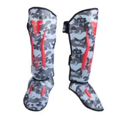 Fighter Shinguards Thai Ergo - Gray Camo/red, FSG-004GCR