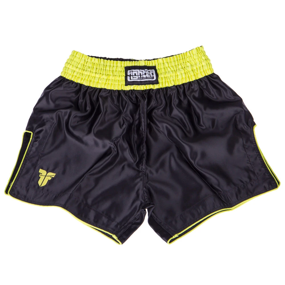 Fighter Thai Trunks Bangkok Plain - Black/neon Yellow, FP10 3 Fighter Thai Trunks Bangkok Plain - Black/neon Yellow, FP10