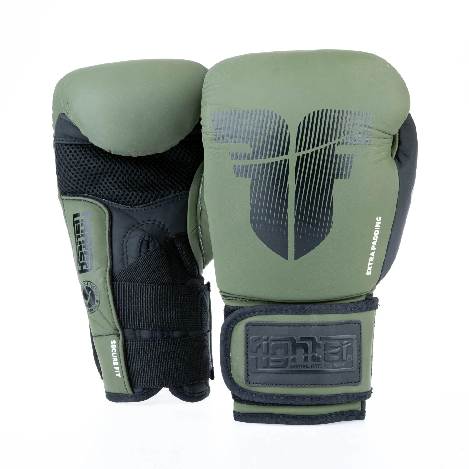 Fighter Boxing Gloves Secure Fit - Khaki/black 11 Fighter Boxing Gloves Secure Fit - Khaki/black - Image 9