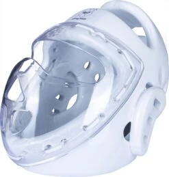 Hayashi Headguard WKF With Mask - White -ADIDAS Sales Shop hayashi head guard with mask white right c 246